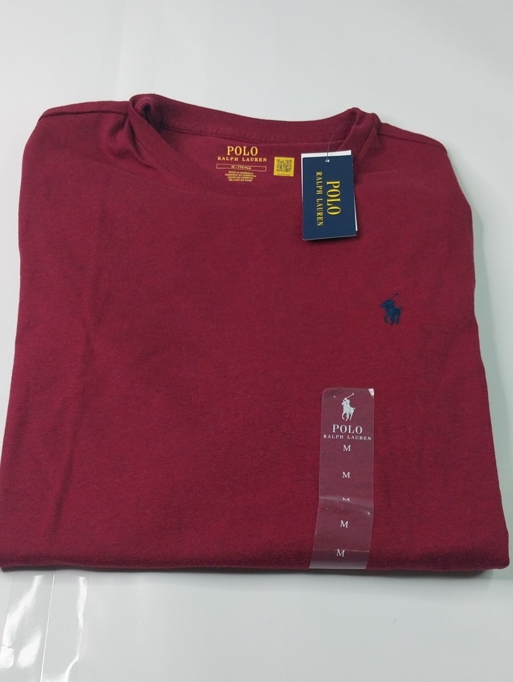 Polo by Ralph Lauren Men's Crewneck Longsleeve Tee -Burgundy with Navy Pony